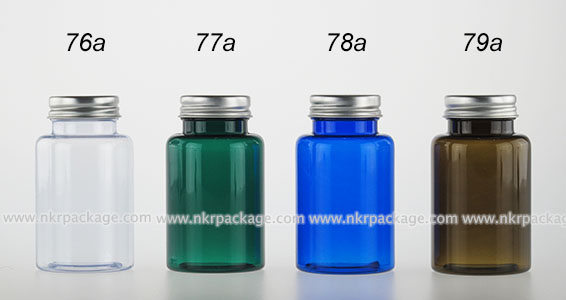 ขวด PVC ไหล่โค้ง 150 ml. + ฝาอลูมิเนียมสีเงิน หมายเลข 76a-79a